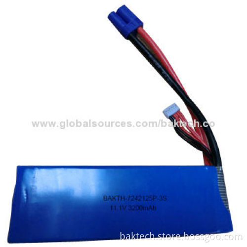 Lithium-ion polymer rechargeable battery pack, 3S1P 11.1V 3,200mAh power type